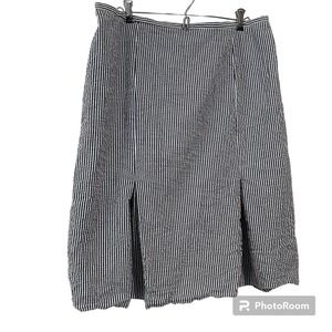 Knee Length Women's Grey White Striped 100% Cotton Skirt Sz 16 W K.C. Spencer